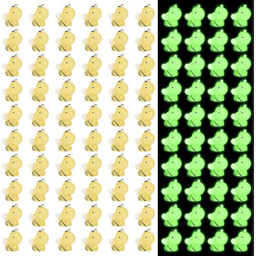 60pcs Mini Abeilles Lumineuses Figurines, Minuscules Abeilles En Résine Mini Brillent Dans Les Abeilles Sombres