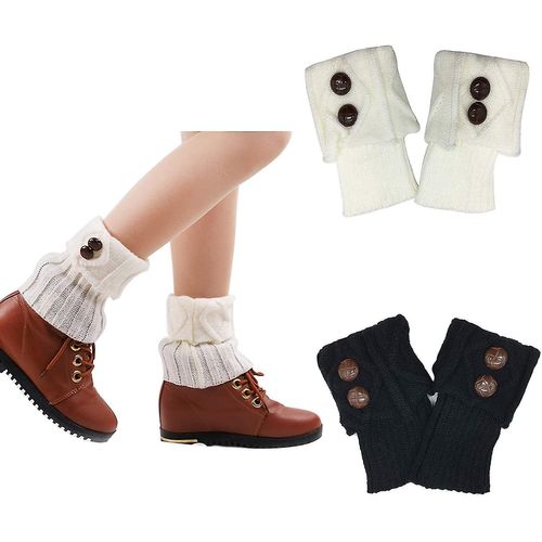 2 Paires Short Femmes Crochet Boot Cuffs Winter Cable Knit Leg Warmers