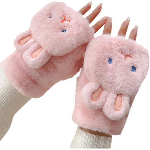 Mitaines En Fausse Fourrure Avec Conception De Lapin 3d