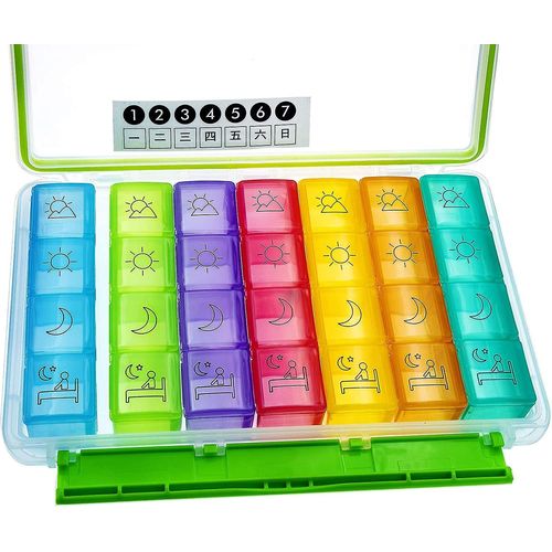 Pilulier 7 Jours Par Semaine Am/Pm Distributeur De Pilules Pill Box Organisateur Pour Suppléments 