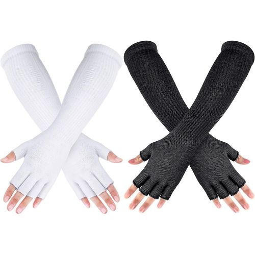 2 Paires De Mitaines D¿Hiver - Manchettes Thermiques Tricotées