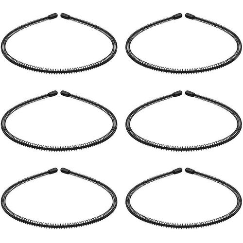 6 Pcs Acsergery Metal Hair Hoop Hair Band Unisexe Mens Headbands Noir Wavy Spring Sports Gift