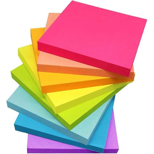 Sticky Notes - Paquet De 8 Tampons Auto-Adhésifs 3x3 Pouces
