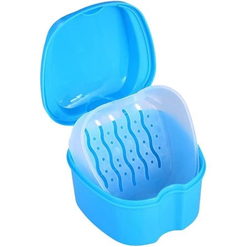 Boîte À Prothèses Dentaires - Étui De Retenue Pour Tremper Et Nettoyer Les Prothèses Dentaires (Bleu Clair)