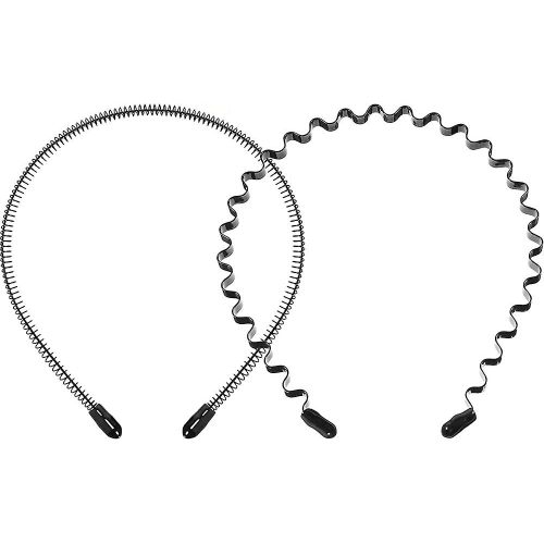 2 Pack Acsergery Metal Headbands Wavy Hairband Spring Hair Hoop Black Unisex Men Women Gift