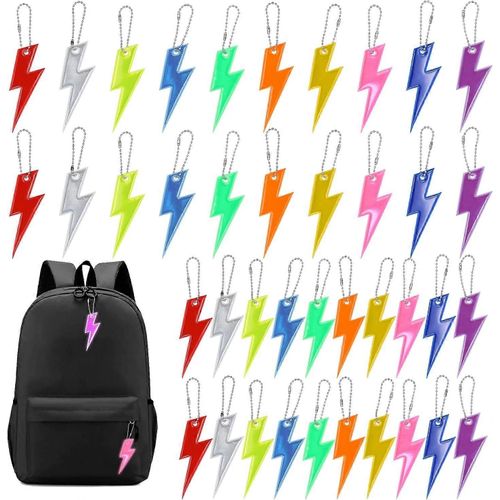 40pcs Pendentifs Réflecteur De Sécurité, 10 Couleurs Enfants Porte-Clés Réfléchissant Avec Chaînes
