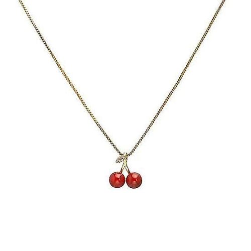 Collier Pendentif Or Mince Chaîne Décoratif Galvanoplastie Tendance Cerises Rouges Pendentif Collier Bijoux De Mode