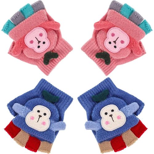 Gants D¿Hiver Chauds Tricotés Sans Doigts Pour Enfants (1-5 Ans)