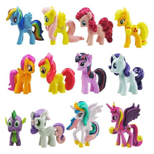 12pcs / Set My Little Pony Figures Toys Cake Toppers Décoration Mini Licorne Modèles Enfants Garçon Fille Fête D¿Anniversaire Cadeau