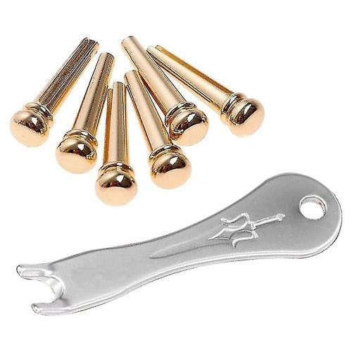 Guitar Bridge Pins 6pcs Brass Endpin Pour Guitare Acoustique Avec Guitar Bridge Pin Puller