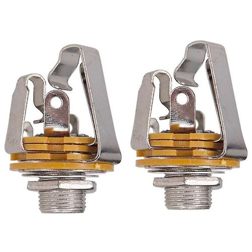 2pcs 1/4 Pouces 6.35mm Stéréo Entrée Jack Prise Prise Pour Guitare Électrique Basse, Guitare Pickup Sortie J