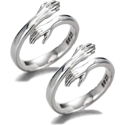 Bague De Câlin De Couple, Bague De Câlin En Argent Sterling 925 Pour Acsergery Couple Femmes Filles Bijoux Cadeau