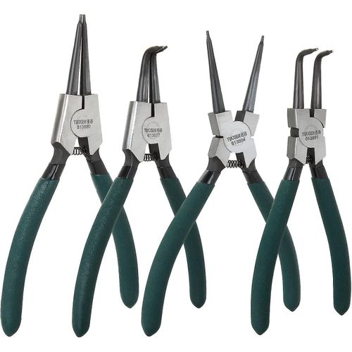 4 Pcs Circlip Pliers Set, 7 « Pinces à anneau à pression externe interne avec mâchoire droite / courbée, taille de pointe 1.8mm, pinces Circlip robustes pour Ring Remover R