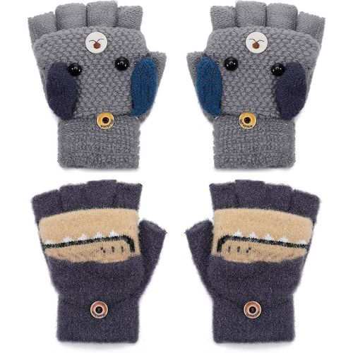 Gants D¿Hiver Avec Rabat Pour Enfants - Mitaines Convertibles