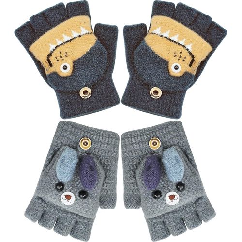 Mitaines Tricotées Pour Enfants Avec Flip Top (3-8 Ans)