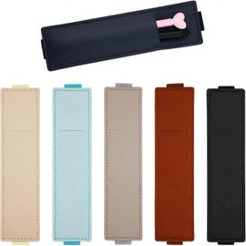 6pcs Porte-Stylo Pour Cahier, Porte-Stylo À Bande Élastique Manchon De Stylo En Cuir Pu