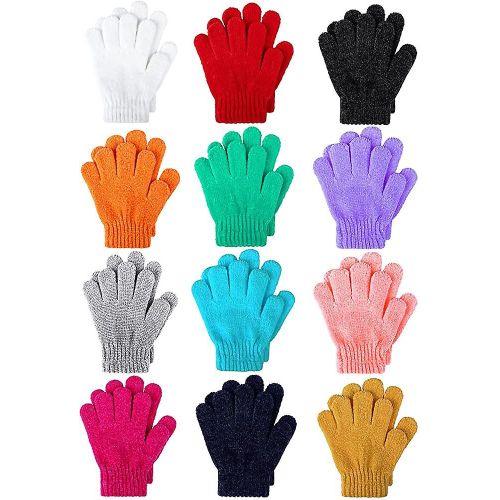 12 Paires Enfants Gants Chauds Chenille Cachemire Stretchy Knitted Gants Pour Garçons
