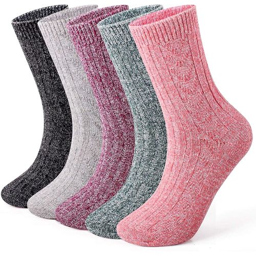 Chaud Tricot Délice 5 Paires Thermique Laine Chaussettes Pour Femmes