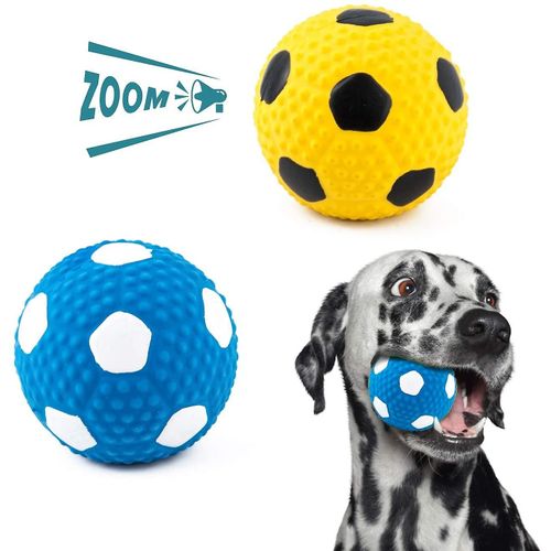 2 Pièces Ball Dog Chew Toys Soft Latex Puppy Durable Football Dog Treat Balls