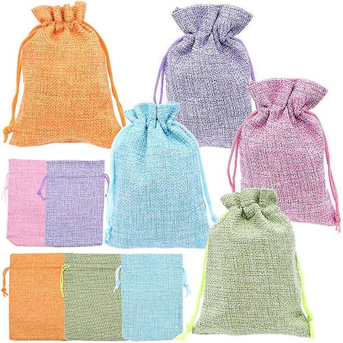 20 sachets de toile de jute à cordon de serrage Petits sacs surprises Décoration de fête Cadeau pour