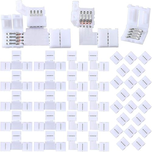 40 pièces Led Strip Connecteurs 4 broches Rgb Strip Lights Connecteur Led sans soudure