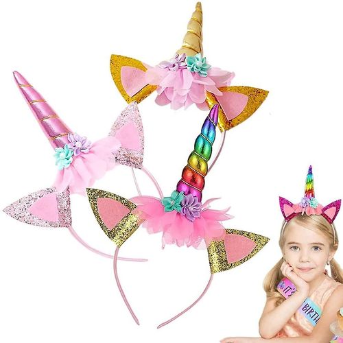 3 Cravates Pour Enfants Licorne, Bandeaux De Licorne, Bandeau De Licorne Pour Fille