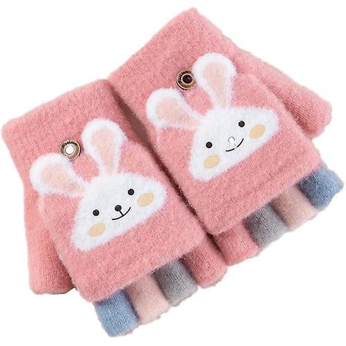 Gants Flip Cover Half Finger Pour Enfants - Mitaines Cartoon Bunny