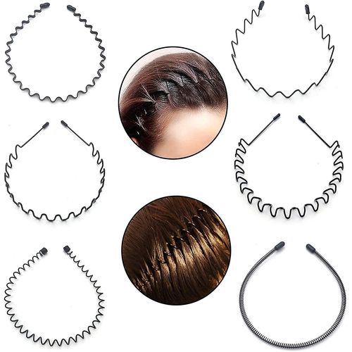 6 Pcs Acsergery Hair Bands, Black Metal Headbands, Women Men Hairbands, Hair Hoops Toothed Gift
