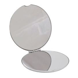Miroir De Poche Compact Double Face En Acier Inoxydable - Miroir De Maquillage Portable En Métal 