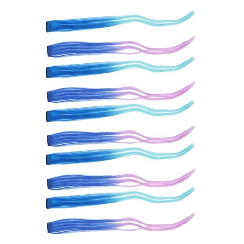 10 Extensions De Cheveux Colorées Avec Dégradé Bleu Et Reflets Violets Vifs 