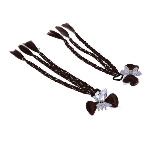 Lot De 2 Extensions De Cheveux Tressés De Haute Qualité Avec Élastiques À Cheveux 