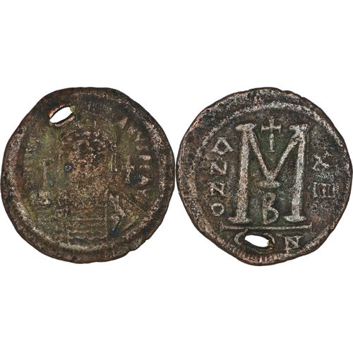 Byzance - Follis - Justinien 1er - Anno Xiii - 39.5 Mm - Grand M, B, Con (Constantinople) - Percée - Bc.163 - 24-359