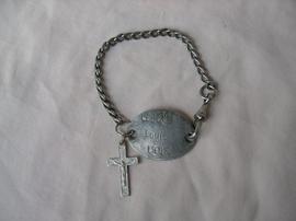 Ww1 France Plaque D'identité Francaise Militaire Personnalisée Modèle 1915 Avec Sa Croix Chrétienne (14-18 ) Be