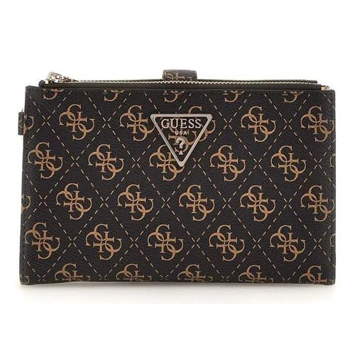 GUESS Porte-monnaie brun foncé brun clair pour femme - Laurel SLG Double Zip Organizer Brown Logo 298319