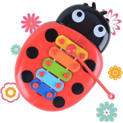 Martelage Pilonnage Toladybird En Forme De Xylophone Instruments De Musique En Bois Coloré Hand Knock Avec Des Maillets Mini Développement Éducatif Toy2pcs-Red