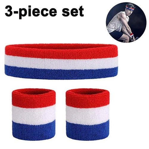 Sweatband Set Sports Headband Wristband Set Sweatbands Terry Cloth Wristband Wrist Sweat (Ensemble De 3, Couleur)