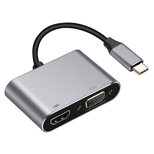 Usb Type C vers Hdmi Vga Adaptateur 2 En 1 Type-c Vers Hdmi 4k Uhd Multiport Hub
