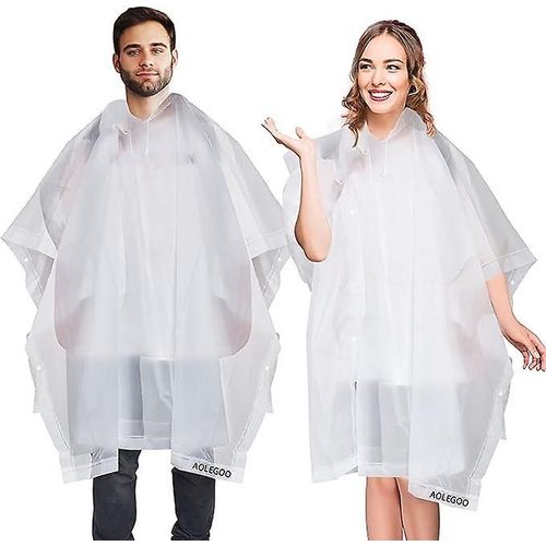 2 Stck Regenponcho, Eva Wiederverwendbarer Tragbarer Unisexe-Regencape Fr Survive, Fahrrad, Wandern, Camping, Angeln, Konzert, Stadion, Festival