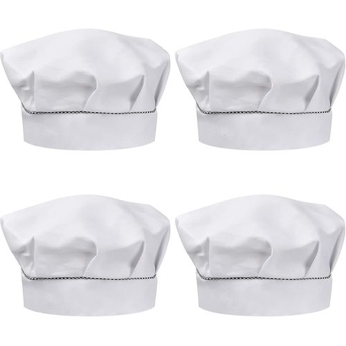 (Blanc) Lot De 4 Chapeaux De Chef Pour Enfants De 3 13 Ans, Chapeau De Cuisine Rglable Pour Garons Et Filles, Bonnet De Chef En Poly Coton Respirant
