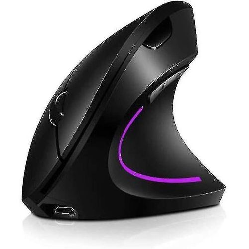 Souris verticale rechargeable ergonomique sans fil pour droitier avec 4 dpi réglables (couleur: noir)