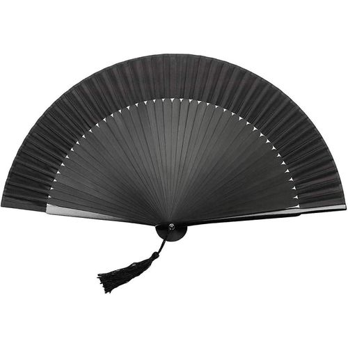 Ventilateurs pliants à main en soie 14 pouces (38 cm) Ventilateurs pliants à main pour femmes avec boîte cadeau - Style rétro chinois (noir) (1pc
