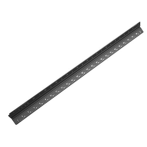 Règle d¿échelle en métal, règles d¿échelle triangulaire de 33 cm pour les ingénieurs architectes, règle métrique pour 1: 20, 1: 25, 1: 50, etc. (1pcs, noir)