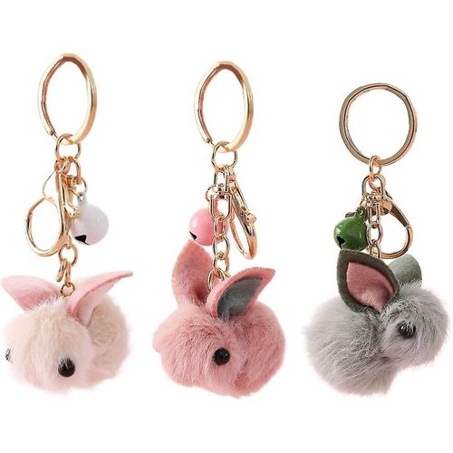 Porte-Clés Lapin De Pâques Fausse Fourrure Lapin Pom Pom Sac Pendentif Peluche Lapin Porte-Clés Porte-Clés Voiture Ornement Suspendu Pour Enfants Filles Cadeau Aléatoire Couleur Blanc +
