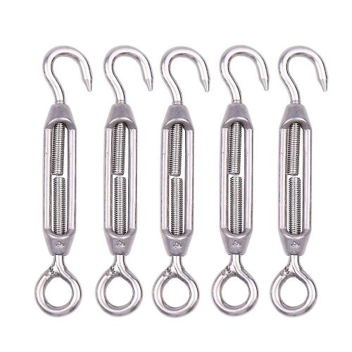 Tendeur de corde avec crochet réglable, durable et pas facile à rouiller (5 Pcs, Argent)