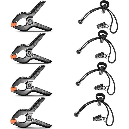 Spring Clamps Heavy Duty Clip pour toile de fond en mousseline, studio photo, toile de fond de photographie (4 Pcs, noir)