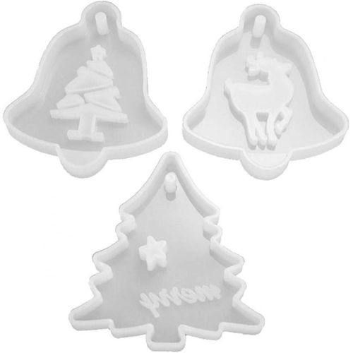 Silicone Epoxy Moule Arbre de Noël Flocon de neige Renne Diy Aroma Gypsum Plâtre Moule Pour Voiture Pendentif Bricolage Artisanatblanc3pcs