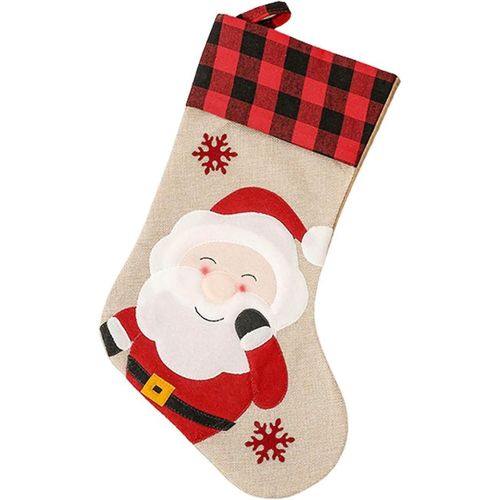 Bas de Noël 18 pouces Décorations de Noël Grande toile de jute Bas Sacs cadeaux Père Noël Rennes Bonhomme de neige Voiture Pingouin Dessin animé Motifs Famille Hol