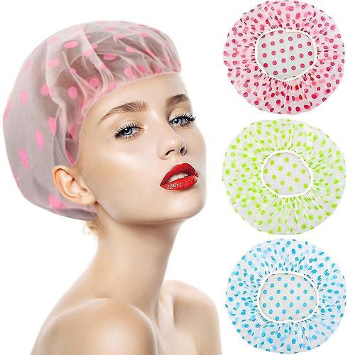 Casquette En Plastique Eva Imperméable À L¿Eau, Bonnet De Douche Élastique Réutilisable, Salon De Beauté Spa Bonnet De Douche En Dentelle Bande Élastique Imprimé Floral Chapeau Eco-Friendly (3 Pièces) 