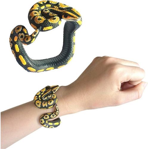 Simulation Réglable Snake Bracelet Pvc Python Farces D¿Halloween Toy Party Supplies (Jaune Noir) (1pcs)