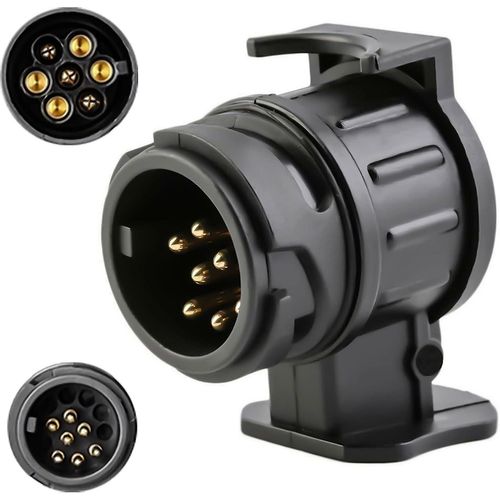 Imperméable à l¿eau Remorquage Adaptateur électrique Caravane Barre de remorquage Remorque Plug Socket Conversion Connecteur pour Camion Caravane Véhicule Agricole Fourgonnette (noir) (1pcs
